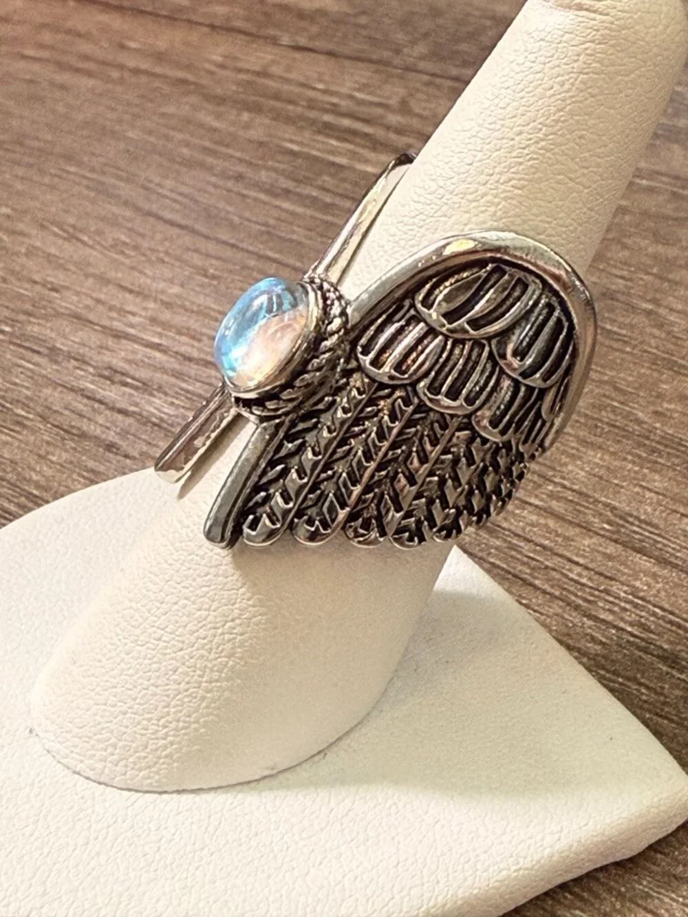 Angel Wings Moonstone Ring Sterling Silver